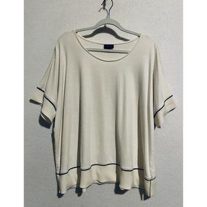 J Jill Wearever Collection Top Womens XL Scoop Neck Boxy Ivory Short Sleeve